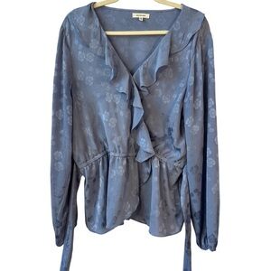 Max Studio Blue Blouse with Elegant Ruffles‎